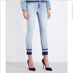 J Brand Womens Remnant Skinny Jeans Light Wash Zip Fly Dark Hem Distressed 29